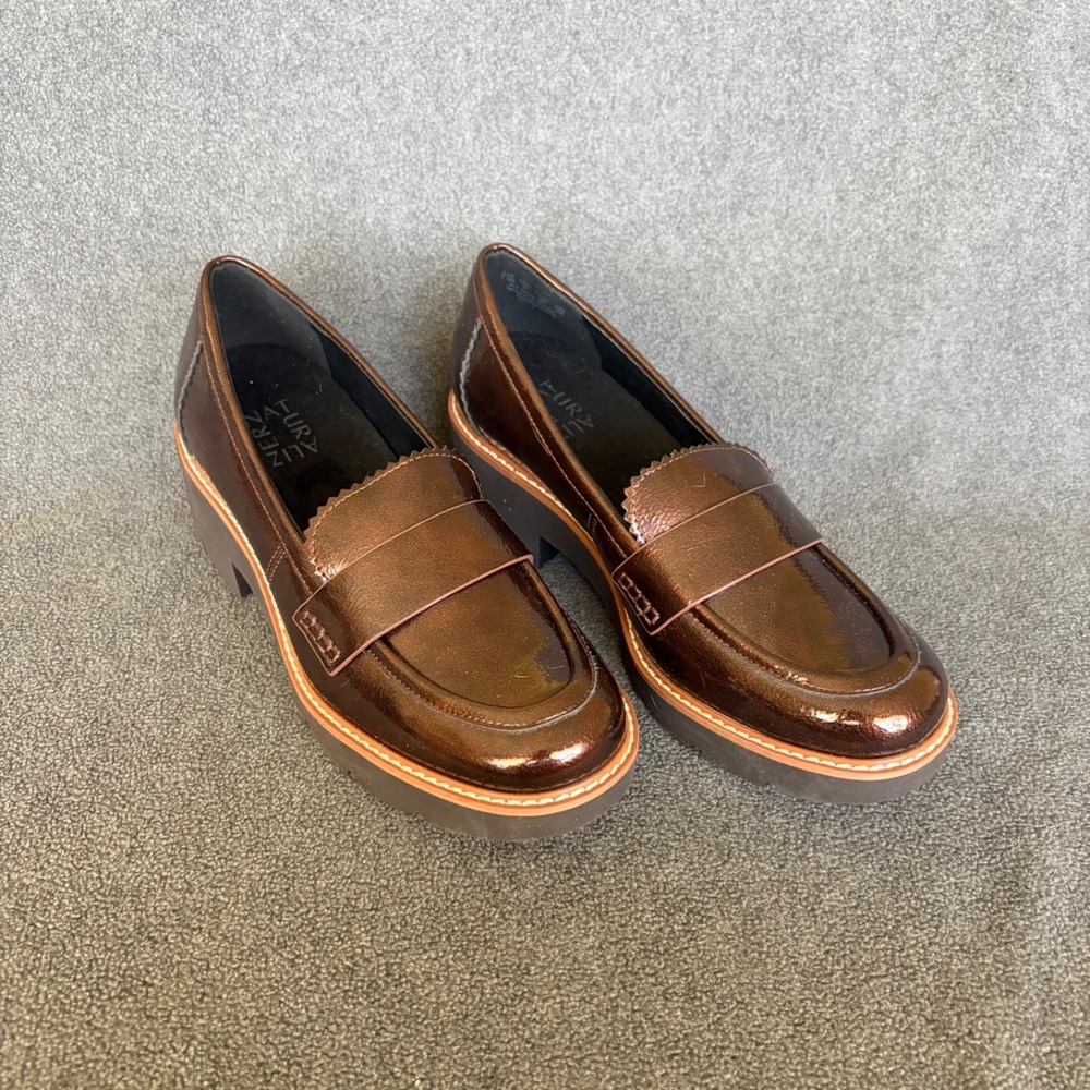 Naturalizer Dakota Loafers Womens 7.5M Bronze Metallic Patent Lug Sole Platform